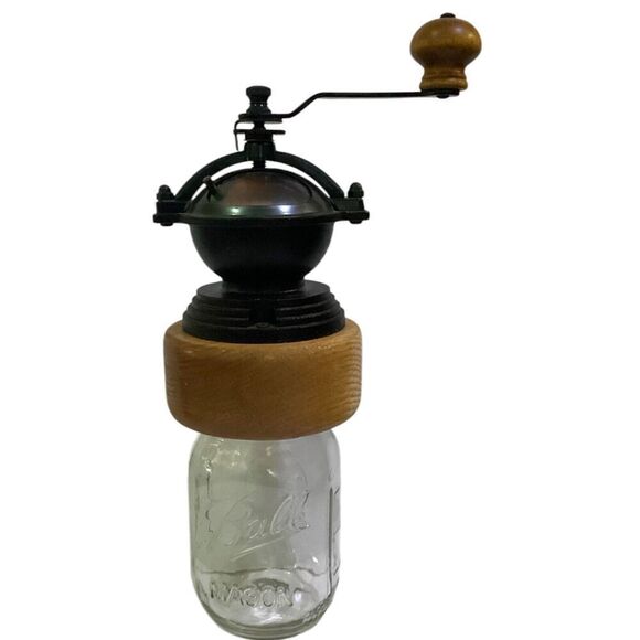 Vintage Style Canning Jar Coffee Grinder Country Farmhouse Decor Kitchen - Picture 9 of 9